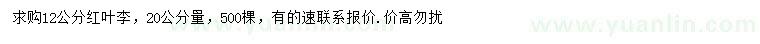 求購(gòu)12公分紅葉李