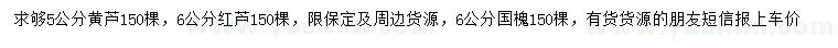 求購黃蘆、紅蘆、國槐