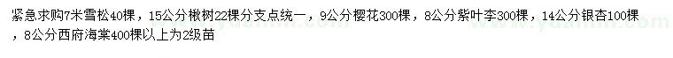 求購(gòu)雪松、楸樹、櫻花等
