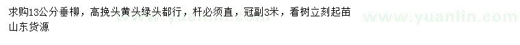 求購(gòu)13公分垂柳