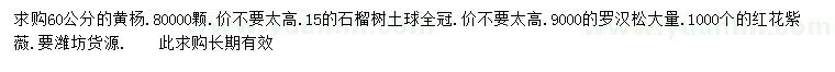 求購黃楊、石榴樹、羅漢松等