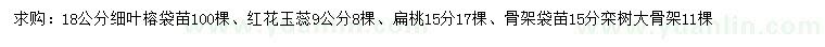 求購(gòu)細(xì)葉榕、紅茶玉蕊、扁桃等