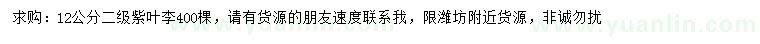 求購12公分紫葉李