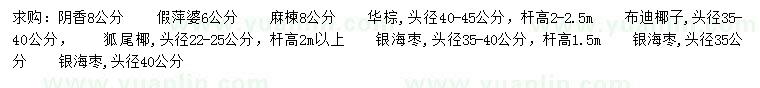 求購(gòu)陰香、假萍婆、麻楝等