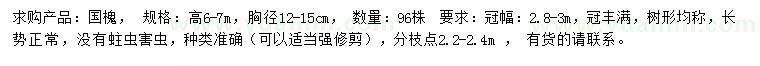 求購(gòu)高6-7米國(guó)槐