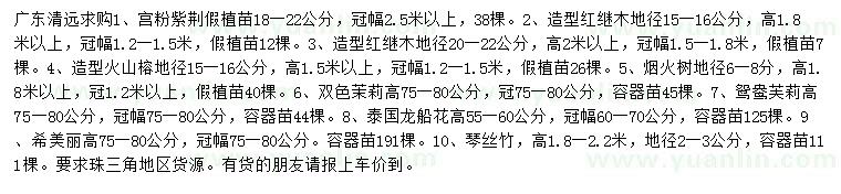 求購(gòu)宮粉紫荊假植苗、紅繼木、火山榕等