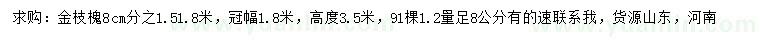 求購(gòu)8公分金枝槐