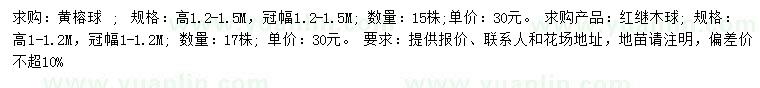 求購高1.2-1.5公分、1-1.2米紅繼木球