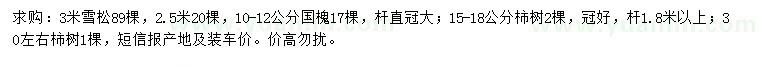 求購雪松、國槐、柿樹等