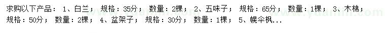 求購(gòu)白蘭、五味子、木棉等
