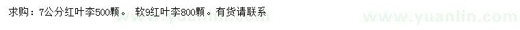求購7、9公分紅葉李