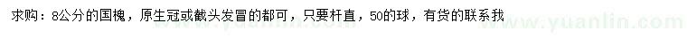 求購(gòu)8公分國(guó)槐