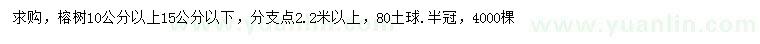 求購10-15公分榕樹