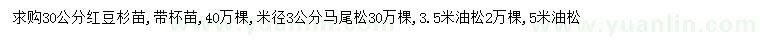 求購紅豆杉、馬尾松、油松
