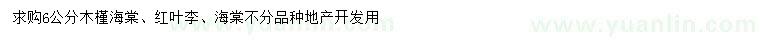 求購木槿、海棠、紅葉李