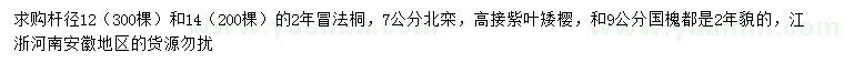求購桿徑12、14公分法桐