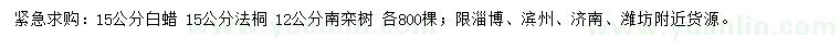 求購白蠟、法桐、南欒樹