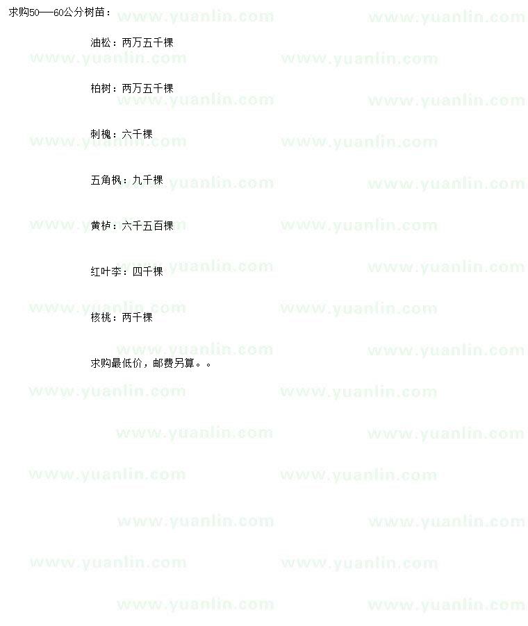 求購(gòu)油松、柏樹(shù)、刺槐等