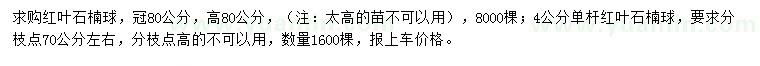 求購高80公分紅葉石楠球