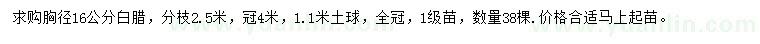 求購(gòu)胸徑16公分白蠟