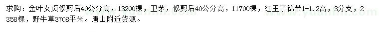 求購金葉女貞、衛(wèi)矛、紅王子錦帶等