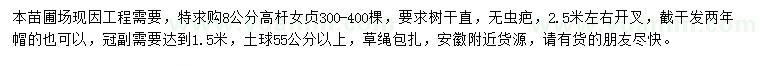 求購(gòu)8公分高桿女貞