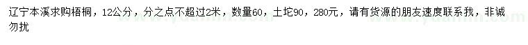 求購12公分梧桐樹