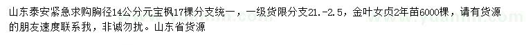 求購胸徑14公分元寶楓
