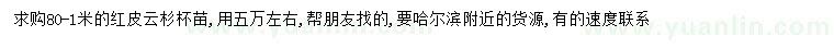 求購(gòu)80-100公分紅皮云杉