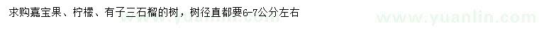 求購嘉寶果、檸檬樹、石榴樹