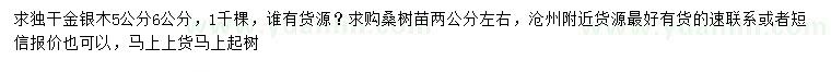 求購(gòu)5、6公分金銀木、2公分桑樹(shù)
