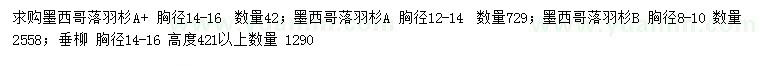 求購胸徑12-16公分墨西哥落羽杉、14-16公分垂柳