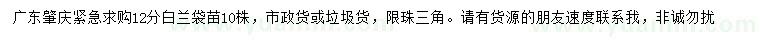 求購(gòu)12公分白蘭