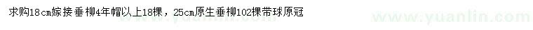 求購(gòu)18、25公分垂柳