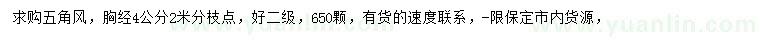 求購胸徑4公分五角楓
