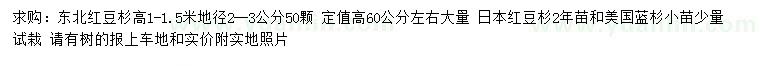 求購東北紅豆杉、日本紅豆杉、美國藍杉