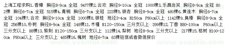 求購香樟、合歡、樂昌含笑等