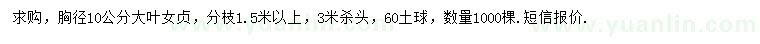 求購(gòu)胸徑10公分大葉女貞