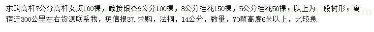 求購(gòu)高桿女貞、銀杏、桂花等