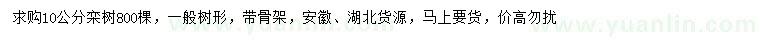 求購(gòu)10公分欒樹