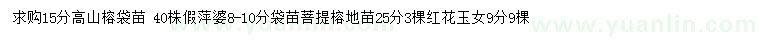 求購高山榕、假萍婆、菩提榕等