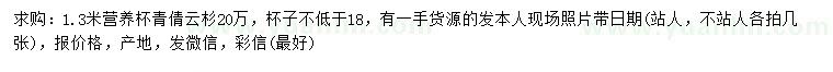 求購(gòu)1.3米青扦云杉
