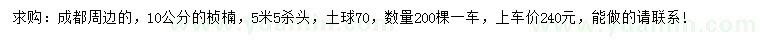 求購10公分楨楠