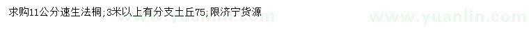 求購(gòu)11公分速生法桐
