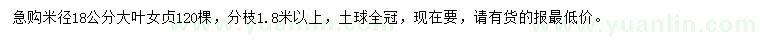 求購(gòu)米徑18公分大葉女貞