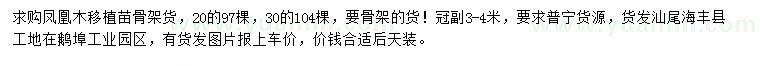 求購20、30公分鳳凰木