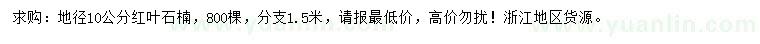 求購地徑10公分紅葉石楠