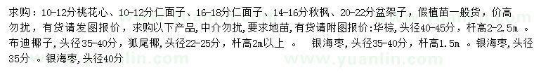 求購桃花心、仁面子、秋楓等