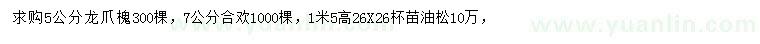 求購龍爪槐、合歡、油松