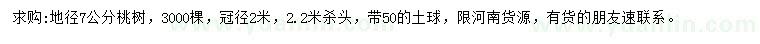 求購地徑7公分桃樹